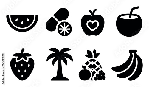 Tropical Fruits Icon Set
