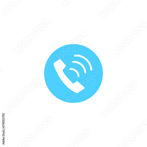 Modern and Clean Phone Icon in Blue Circle - Contact Us, Call Support, Connection