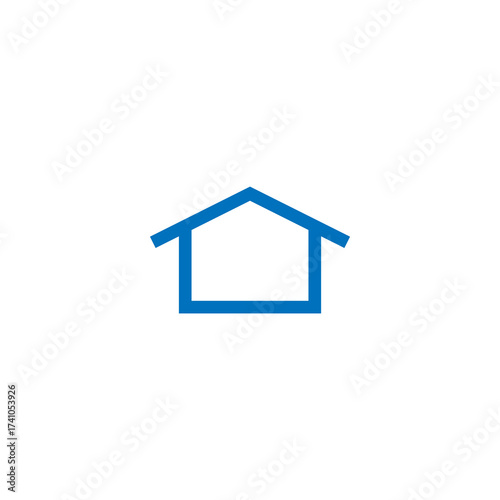 Minimalist Blue House Outline Illustration Real Estate and Home Design Icon