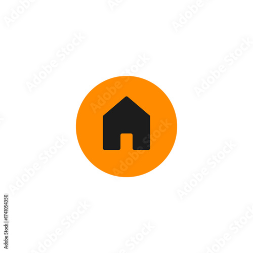 Home Icon on Orange Circle A Simple and Modern Symbol for Navigation and Website Design