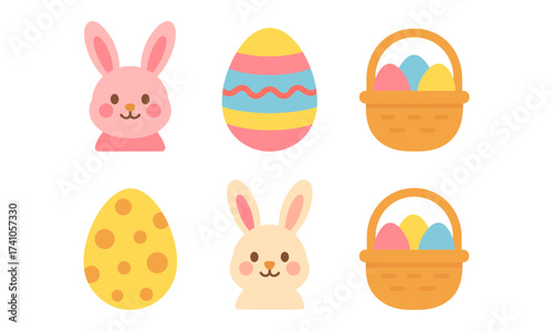 Cute easter bunny and egg collection with pastel colors