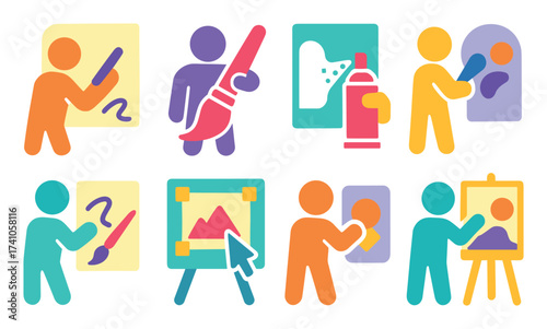 Colorful Mural Icons Grid