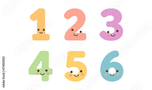 Cute smiling numbers for kids education and playful learning
