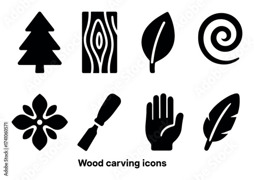 Wood Carving Icon Set