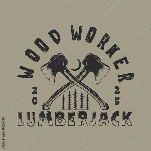 Woodworking Vintage Logo. Ax icon for Woodworking, Carpentry, Furniture and Construction Design. Vector Illustration