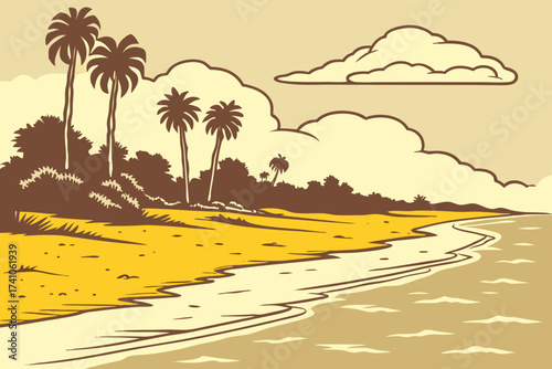 Venice Beach in Florida, golden sandy shoreline known for fossilized shark teeth