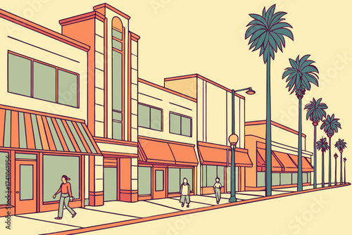 Ventura Boulevard in Los Angeles, California, San Fernando Valley street with shops and eateries