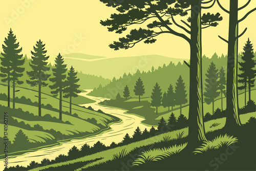 Sumter National Forest in South Carolina, pine forests with rivers and upland terrain