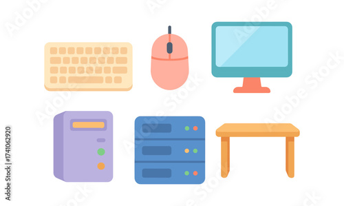 Modern office technology icons for digital workspaces