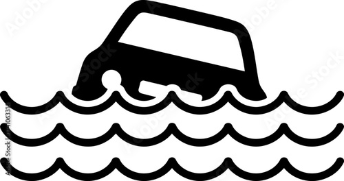 Car Submerged in Water Hazard Icon