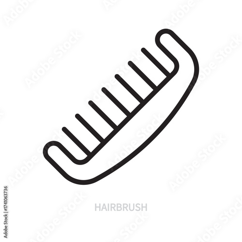 Hairbrush line icon, symbol. Self-care concept. Isolated on a white background. Editable stroke. Flat design. Vector illustration.