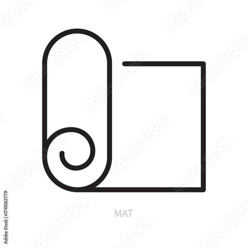 Mat line icon. Fitness, gym, sport concept. Vector illustration. Flat design. Editable stroke. Isolated on a white background.