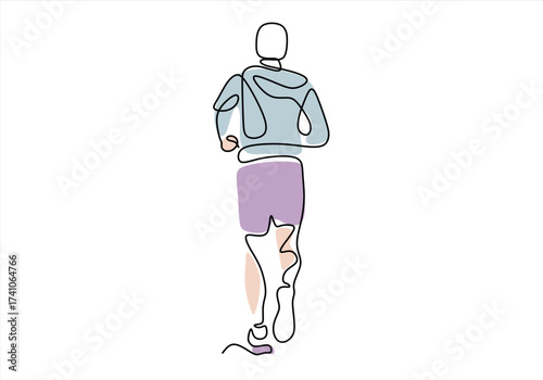 Running Man Silhouette Dynamic Line Art for Sports and Fitness. line icon-continuous line drawing. Editable stroke.	