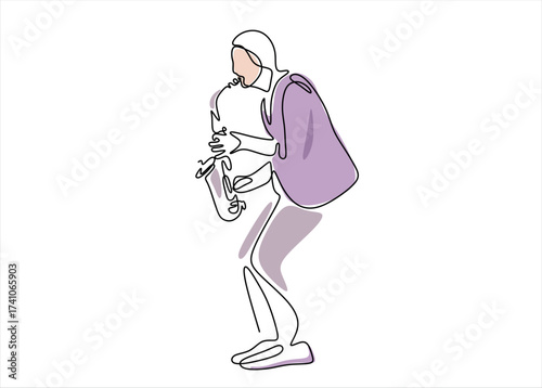 Saxophone Player in Continuous Line Art. line icon-continuous line drawing. Editable stroke. 
