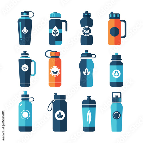 A collection of various reusable water bottles designed for hydration and eco-friendly living.