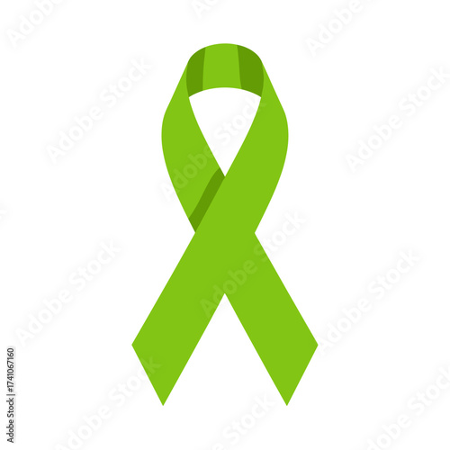 The symbolic representation of a green awareness ribbon signifies support and advocacy for various important causes and conditions.