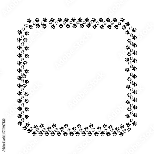 A charming square border design created entirely from paw print illustrations.