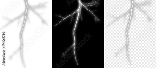 Dramatic lightning strike design element ready to electrify your project with powerful energy, use for special effects or weather themes