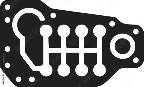 Black and white illustration of a manual transmission shift pattern on a light gray background
