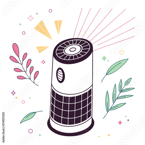 Air purifier with pink and yellow accents home appliance