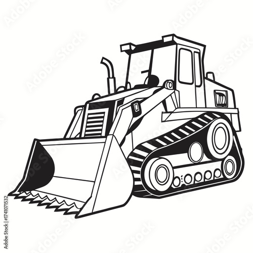 black and white bulldozer construction vehicle clip art preview