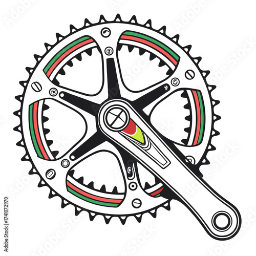 Colorful bicycle crankset vector graphic bike cycling