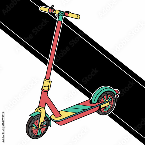 Colorful electric scooter vector isolated on white and black background
