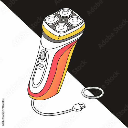 Colorful electric shaver with charging cable and accessory