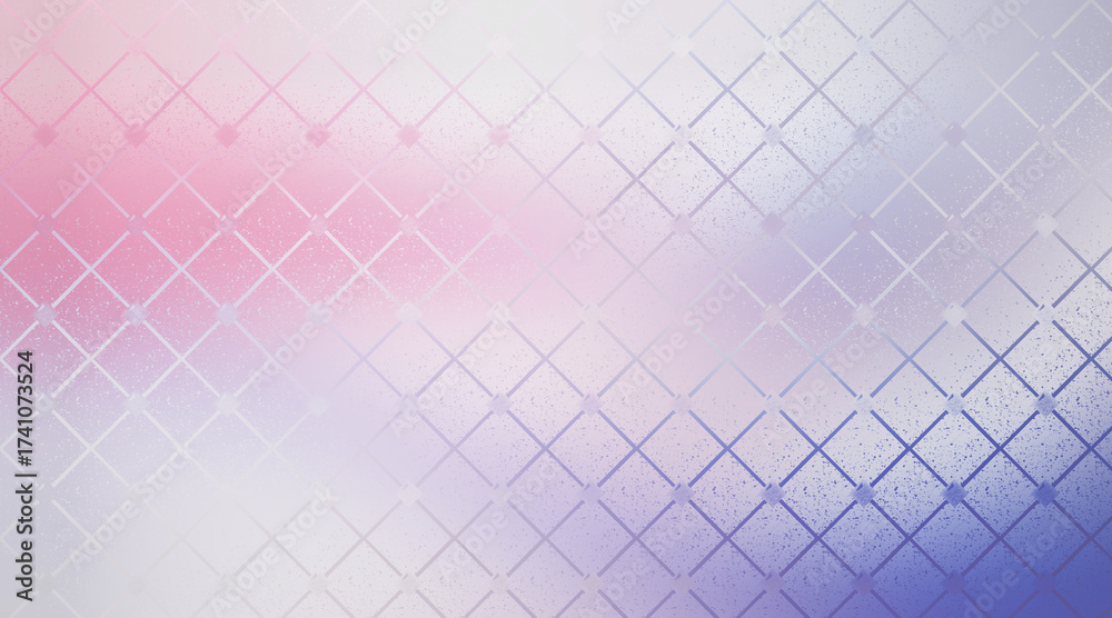 Naklejka premium Geometric Grid Pattern with Pink to Blue Gradient and Textured Overlay Design
