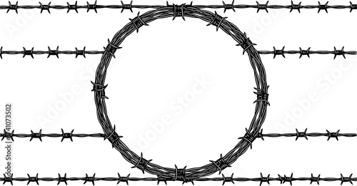 vector barbed wire round frame border
