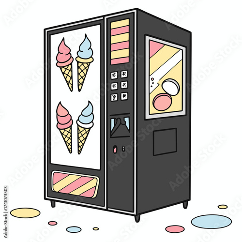 Colorful ice cream vending machine vector illustration