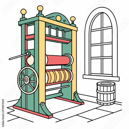 Colorful industrial paper cutting machine with crank and barrel