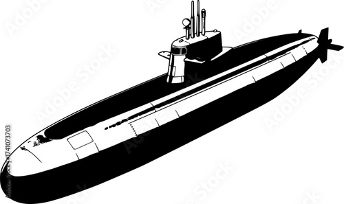vector set of submarines isolated on white background. cartoon submarine silhouette
