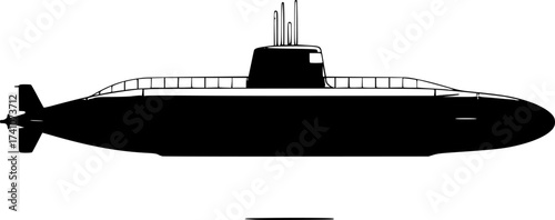 vector set of submarines isolated on white background. cartoon submarine silhouette
