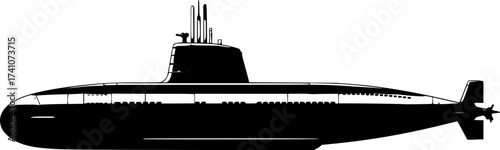 vector set of submarines isolated on white background. cartoon submarine silhouette
