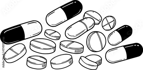 vector colorful collection of pills
