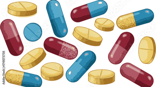 vector colorful collection of pills
