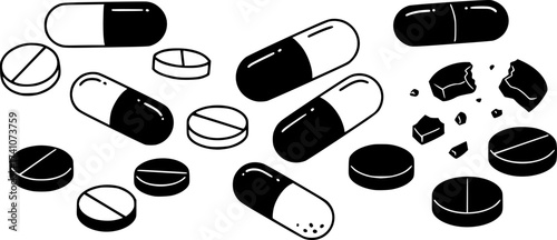vector colorful collection of pills
