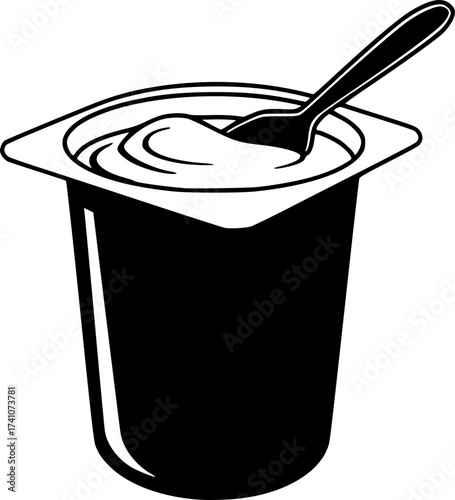 vector yogurt in a container with plastic spoon
