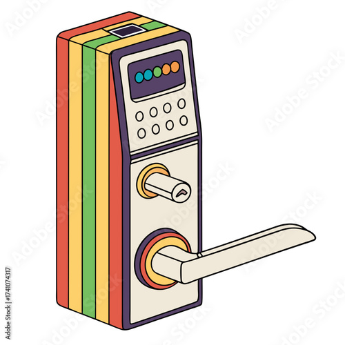 Colorful striped smart lock with keypad and handle