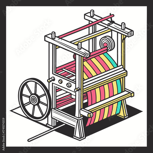 Colorful textile weaving machine with wheel loom fabric
