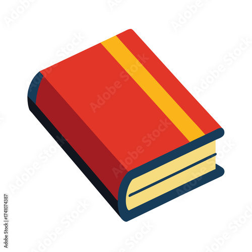Vector art of isometric red book with a yellow stripe a vibrant and educational illustration, perfect for learning resources and creative projects