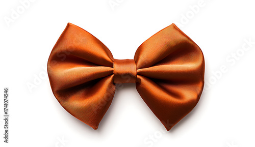 Copper satin hair bow isolated on white background, showcasing elegance and style. Perfect for adding touch of charm to any hairstyle
