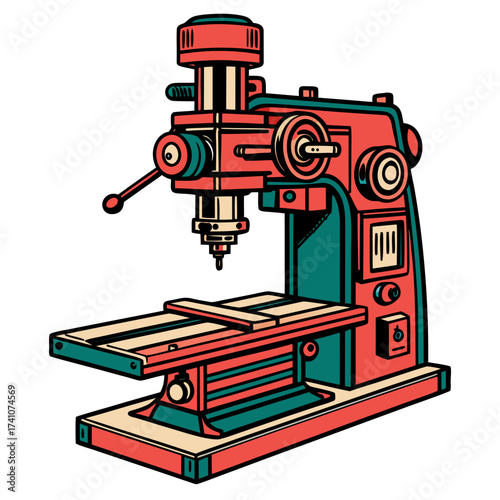 Colorful vector illustration of a milling machine industrial equipment