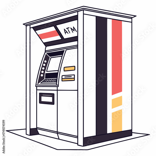 Colorful vector illustration of an A T M machine automated teller machine