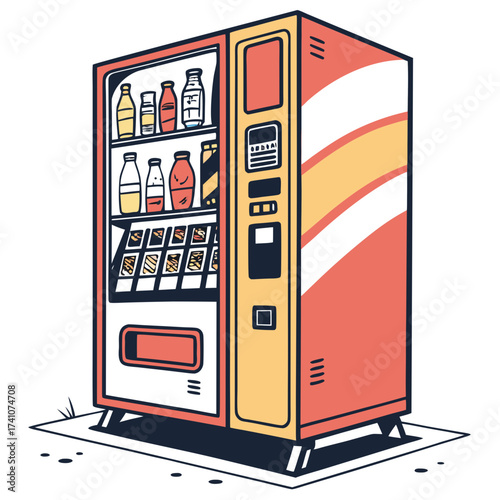 Colorful vector vending machine with drinks and snacks 1