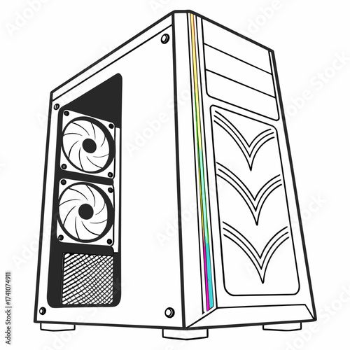 Computer tower with rgb lights and fans desktop case
