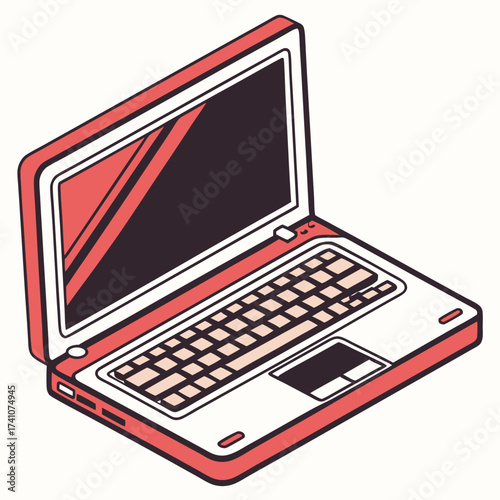 Coral and dark gray vector laptop computer technology