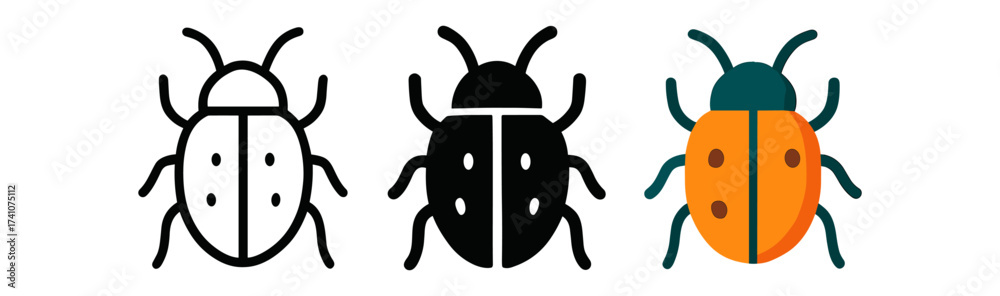 Obraz premium Colorful and minimalist ladybugs displayed in flat style for creative design