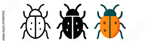 Colorful and minimalist ladybugs displayed in flat style for creative design